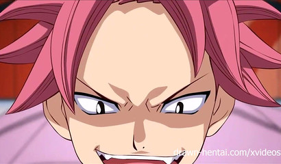 Gorgeous anime cuties Natsu and Erza share big dick