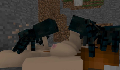 Spiders bang the Minecraft out of her 3D pussy