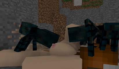 Spiders bang the Minecraft out of her 3D pussy