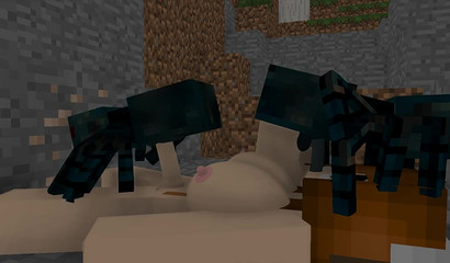 Spiders bang the Minecraft out of her 3D pussy
