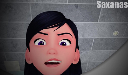 Tiny black-haired Mavis got stuck in Violet's ass