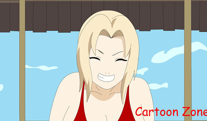 Busty anime blonde Tsunade pounded hard in missionary