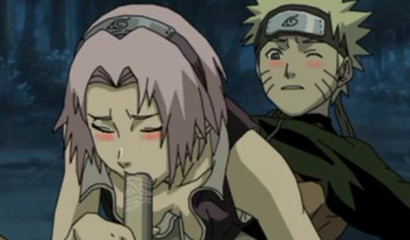 Horny pink-haired Sakura riding Naruto in the woods