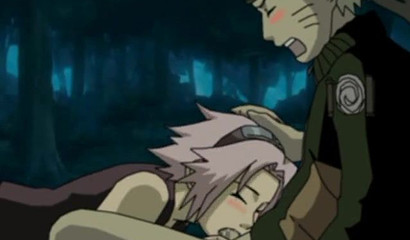 Horny pink-haired Sakura riding Naruto in the woods