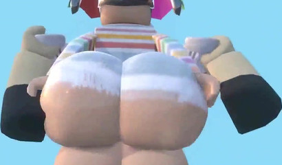 POV Roblox slut swallows huge 3D hose with her ass
