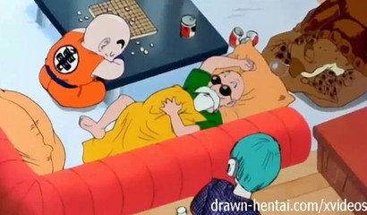 Slutty Bulma gets double dicked down on the couch