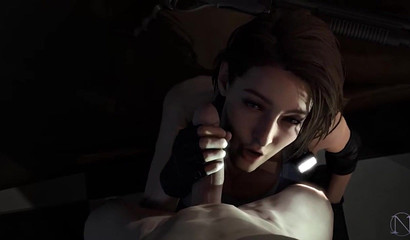 Jill Valentine as a cock-gobbling heroine of Resident Evil 3