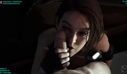 Jill Valentine as a cock-gobbling heroine of Resident Evil 3