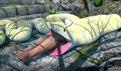 Snake vore sucks on a hot pair of tanned legs