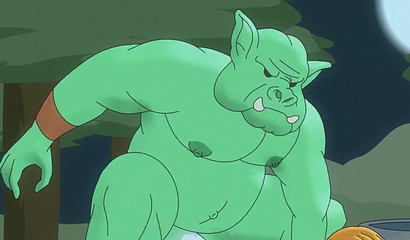 Getting the massive green stick from the angry Orc