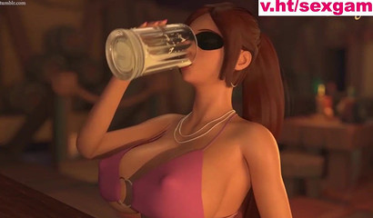 Centaur with big horse cock fucks in ass drunken masked thief-girl