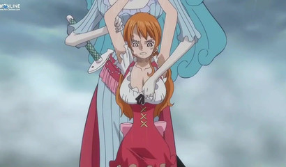 Cat Burglar Nami tries to hide a secret between her melons