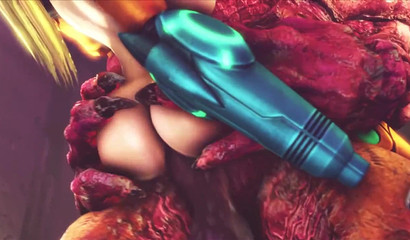Hentai goddess Samus Aran vs the monster that eats tits only