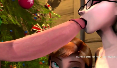 Horny 3D Rapunzel fills Elsa's greedy mouth with cum