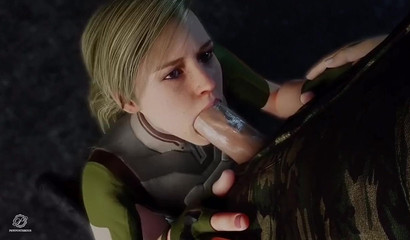 Slutty 3D blonde Cassie Cage taking care of his Mortal Kombat package