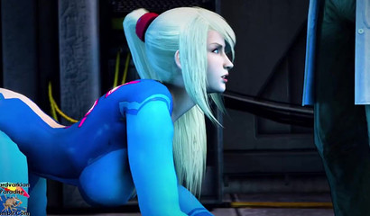 3D Samus Aran hosts huge alien dicks