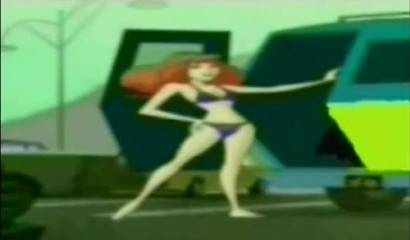 Naughty cartoon redhead Daphne toying with big dicks