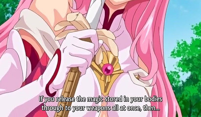 Busty Hentai babes share a huge boner outside