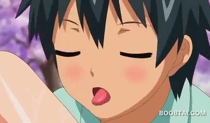 Shy Hentai teenage girl engages in an outdoor oral sex action