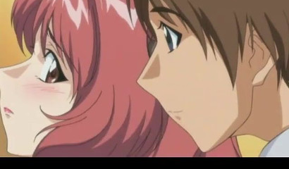 Hentai ginger wanks a dick with her big boobs & makes him cum