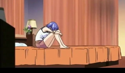 Hentai ginger wanks a dick with her big boobs & makes him cum