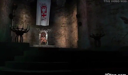 Busty anime doll fucks Cyclops's huge dick