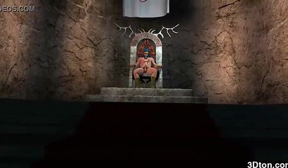 Busty anime doll fucks Cyclops's huge dick