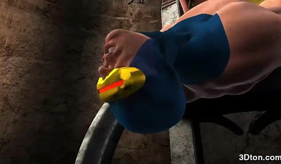 Busty anime doll fucks Cyclops's huge dick