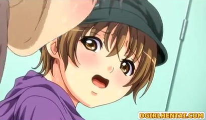 Anime hottie toys her pussy while being fucked at the restaurant