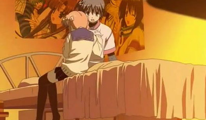 Pigtailed anime teen loses her virginity with her boyfriend