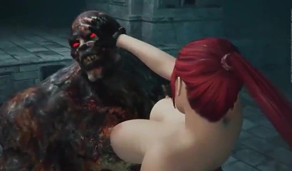 Ginger fucks monster's dick with her big tits