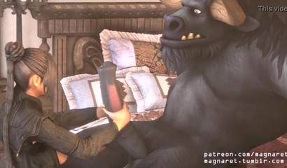 Bull monster demolishes hot babe's cunt