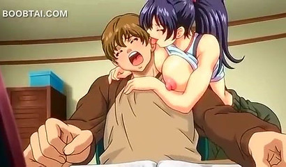 Hentai sister makes me watch her unveiling her big tits