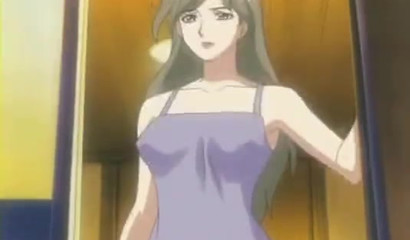 Shy boy takes a bath with his busty Hentai mom