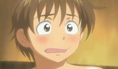 Shy boy takes a bath with his busty Hentai mom