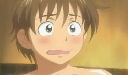 Shy boy takes a bath with his busty Hentai mom