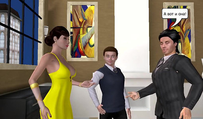 Busty wives get screwed in a 3D threesome