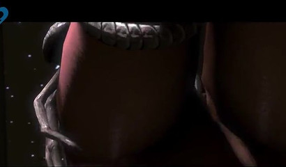 Submissive babe gets dominated & fucked by huge alien