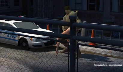 Huge Hulk fucks a naked doll on the street