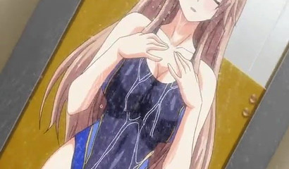 Hentai swimmer strips and strokes my dick with her big tits