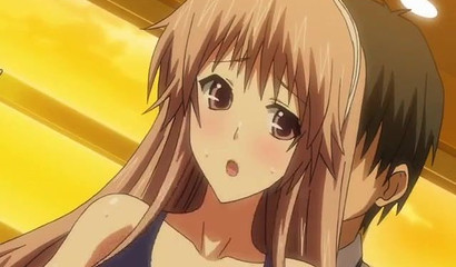 Hentai swimmer strips and strokes my dick with her big tits