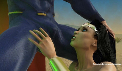 Sexy Diana Prince gives a BJ to Superman in the desert