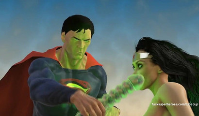 Sexy Diana Prince gives a BJ to Superman in the desert