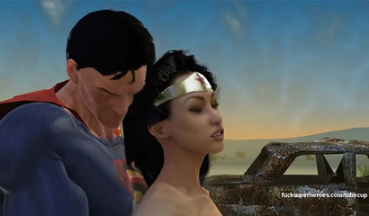 Sexy Diana Prince gives a BJ to Superman in the desert