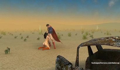 Sexy Diana Prince gives a BJ to Superman in the desert