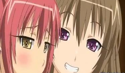 Lesbian anime chicks toy each other's beavers