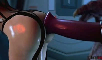 3d bimbo gets her tits fucked by a monster