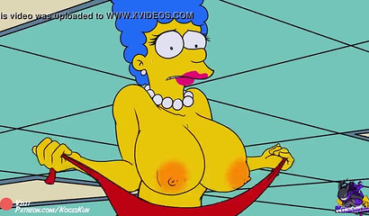 Anime wife Marge Simspson caught showing her big boobs