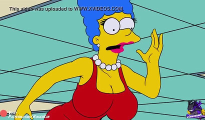 Anime wife Marge Simspson caught showing her big boobs