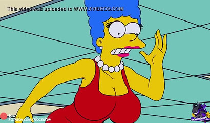 Anime wife Marge Simspson caught showing her big boobs